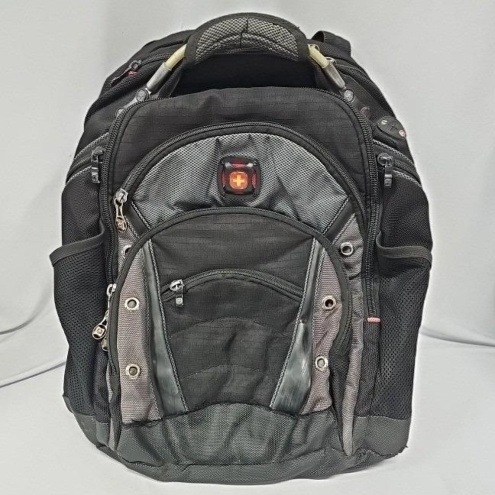 SwissGear ScanSmart Laptop Backpack Black Gray Travel School Bag Heavy Duty